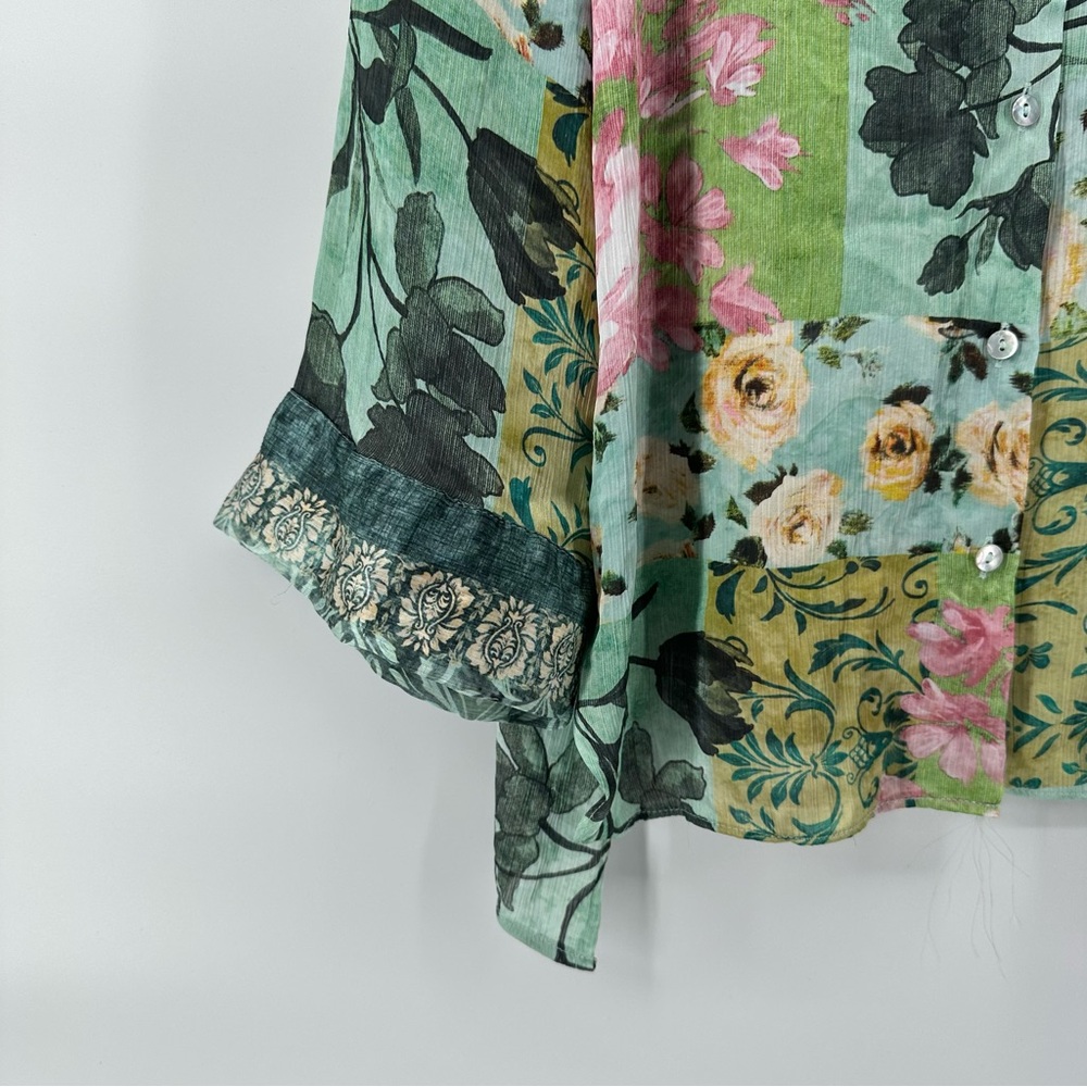 Zara Oversized Floral Patchwork Button Up Blouse … - image 5